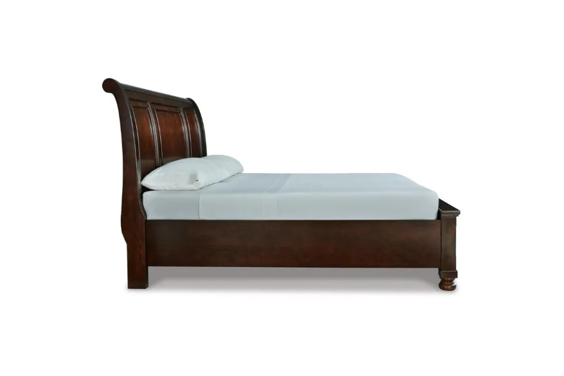 Mor Furniture Porter Sleigh Bed W/ Storage In Rustic Brown, Queen