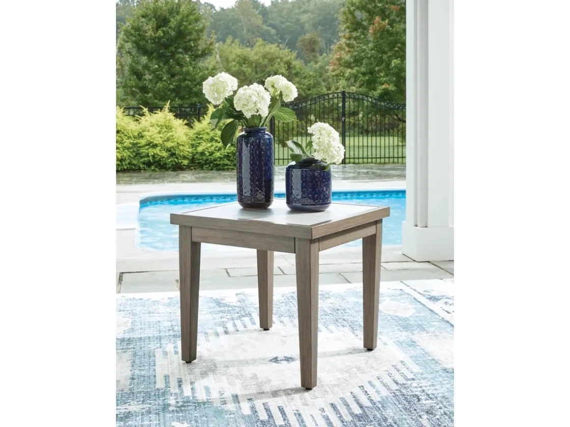 Mor Furniture Rainier Outdoor End Table In Brown/Beige