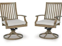 Mor Furniture Rainier Outdoor Swivel Chair In Brown/Beige, Set Of 2