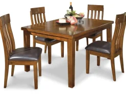 Mor Furniture Ralene Extendable Dining Table & 4 Chairs In Brown