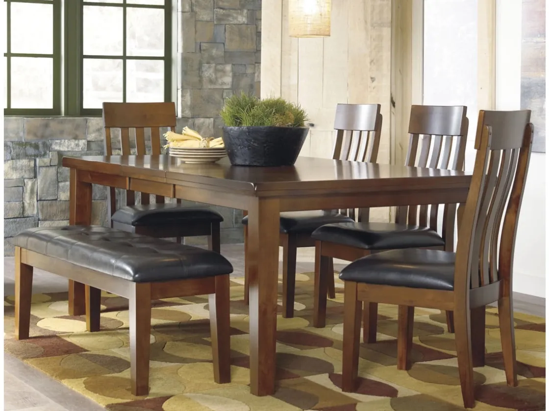 Mor Furniture Ralene Extendable Dining Table, 4 Chairs & Bench In Brown