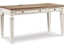 Mor Furniture Realyn Office Desk W/ Usb Charging In White/Brown
