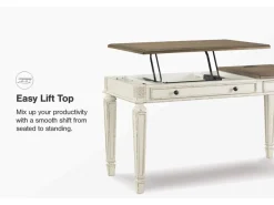 Mor Furniture Realyn Office Desk W/ Usb Charging In White/Brown