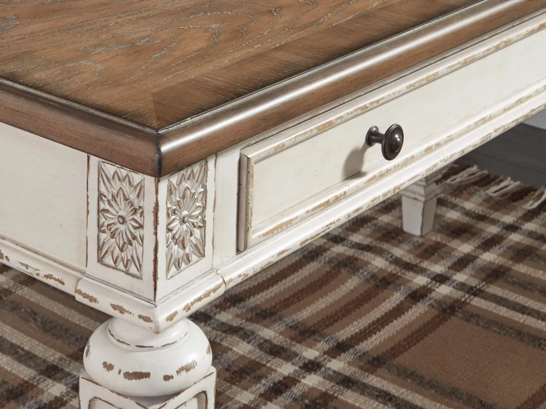 Mor Furniture Realyn Office Desk W/ Usb Charging In White/Brown