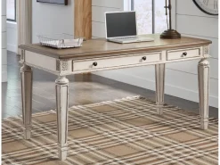 Mor Furniture Realyn Office Desk W/ Usb Charging In White/Brown