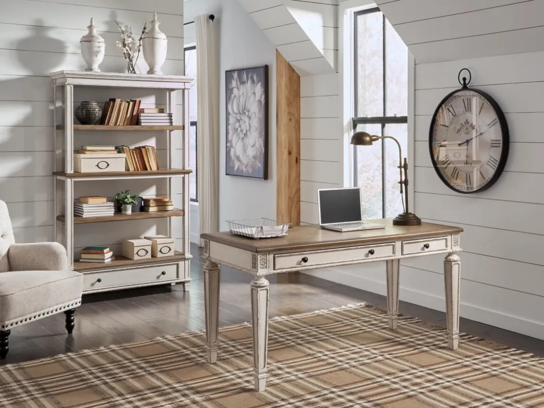 Mor Furniture Realyn Office Desk W/ Usb Charging In White/Brown