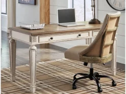 Mor Furniture Realyn Office Desk W/ Usb Charging In White/Brown
