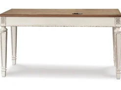 Mor Furniture Realyn Office Desk W/ Usb Charging In White/Brown