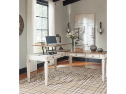 Mor Furniture Realyn Office Desk W/ Usb Charging In White/Brown