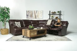 Mor Furniture Retreat 5 Piece Power Sectional W/ Power Armless Recliner In Cognac Leather