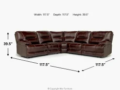 Mor Furniture Retreat 5 Piece Power Sectional W/ Power Armless Recliner In Cognac Leather