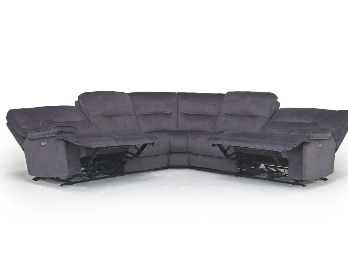 Mor Furniture Retreat 5 Piece Power Sectional W/ Power Armless Recliner In Cognac Leather