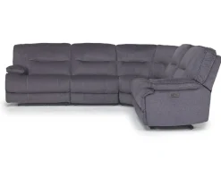 Mor Furniture Retreat 5 Piece Power Sectional W/ Power Armless Recliner In Cognac Leather