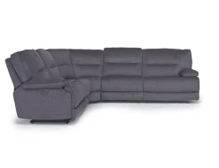 Mor Furniture Retreat 5 Piece Power Sectional W/ Power Armless Recliner In Cognac Leather