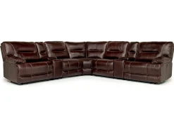 Mor Furniture Retreat 7 Piece Power Sectional In Cognac Leather