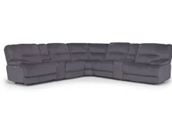 Mor Furniture Retreat 7 Piece Power Sectional In Cognac Leather