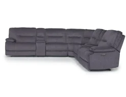 Mor Furniture Retreat 7 Piece Power Sectional In Cognac Leather