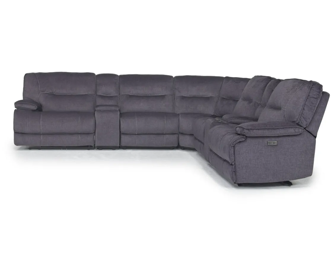 Mor Furniture Retreat 7 Piece Power Sectional In Cognac Leather