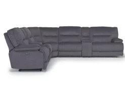 Mor Furniture Retreat 7 Piece Power Sectional In Cognac Leather