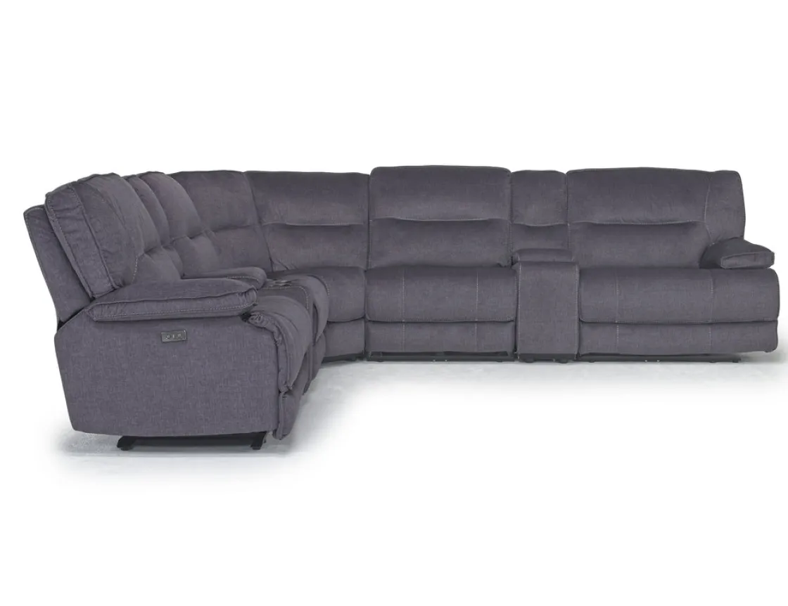 Mor Furniture Retreat 7 Piece Power Sectional In Cognac Leather