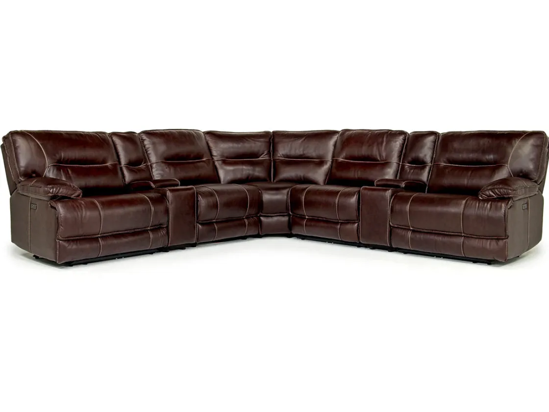 Mor Furniture Retreat 7 Piece Power Sectional W/ Power Armless Recliner In Charcoal