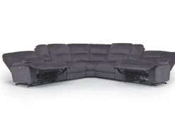 Mor Furniture Retreat 7 Piece Power Sectional W/ Power Armless Recliner In Charcoal