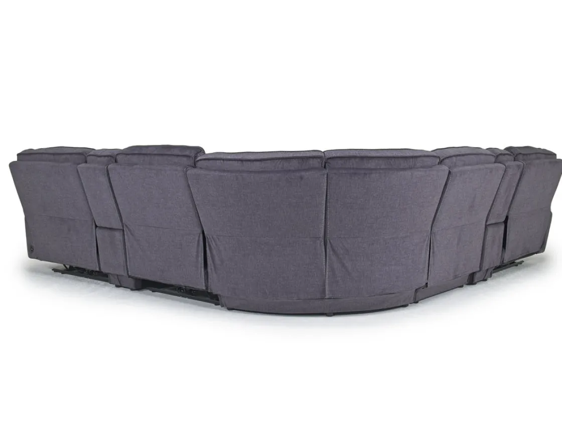 Mor Furniture Retreat 7 Piece Power Sectional W/ Power Armless Recliner In Charcoal