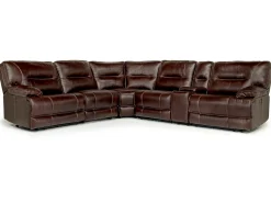 Mor Furniture Retreat 6 Piece Power Sectional In Cognac Leather