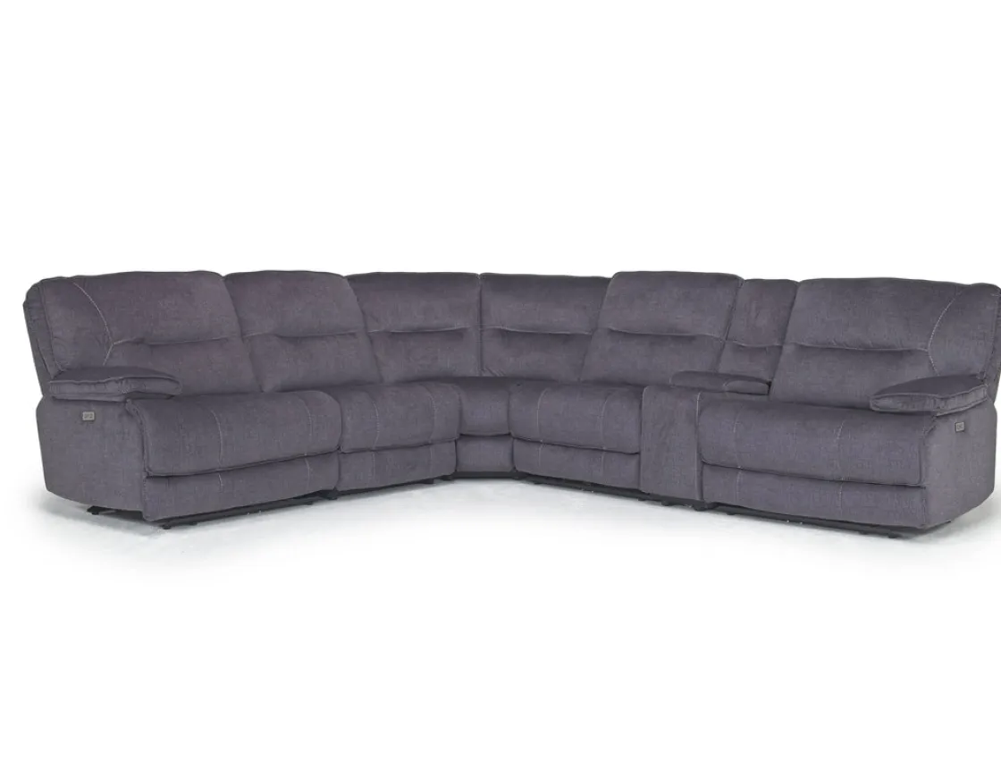 Mor Furniture Retreat 6 Piece Power Sectional In Cognac Leather