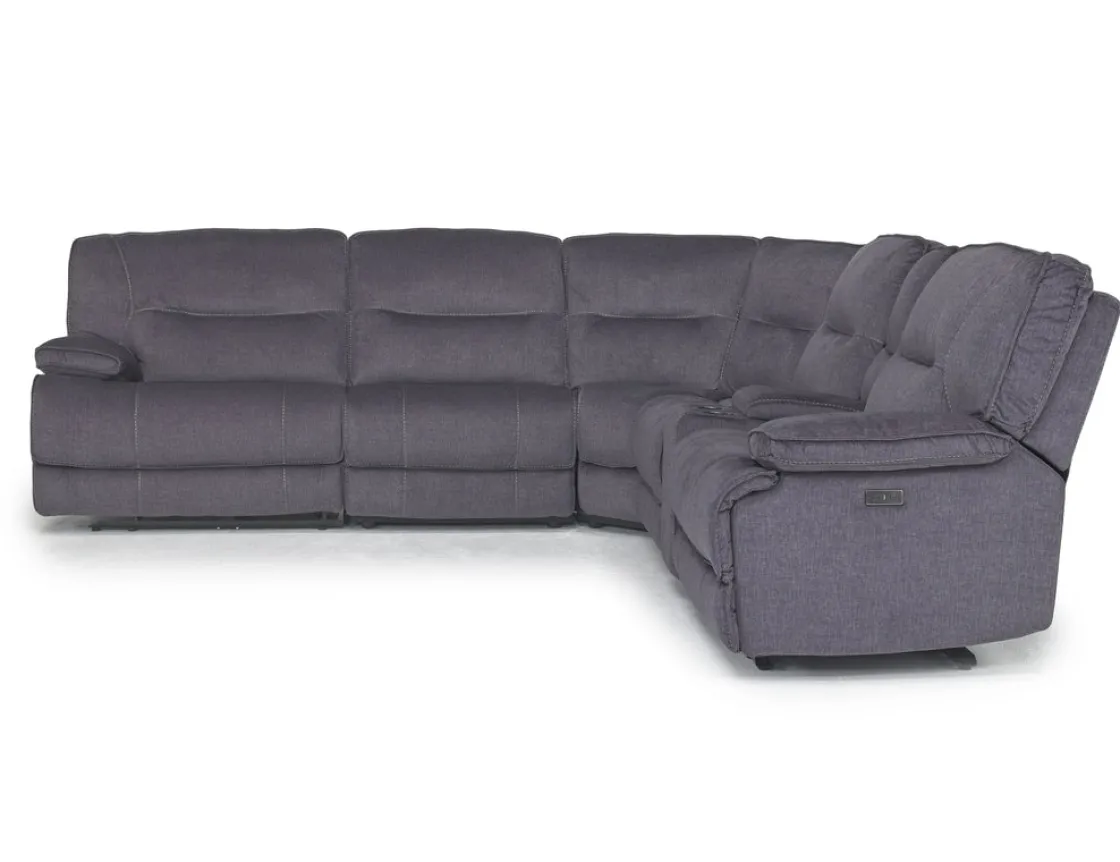 Mor Furniture Retreat 6 Piece Power Sectional In Cognac Leather