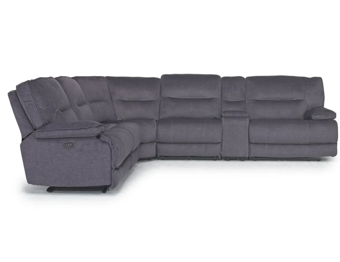 Mor Furniture Retreat 6 Piece Power Sectional In Cognac Leather