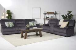 Mor Furniture Retreat Power Console Loveseat In Charcoal