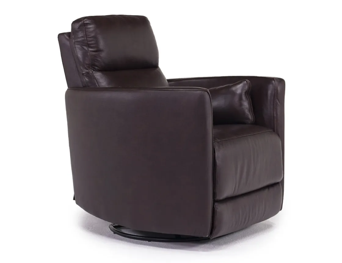 Mor Furniture Retreat Swivel Gliding Recliner In Brown Leather