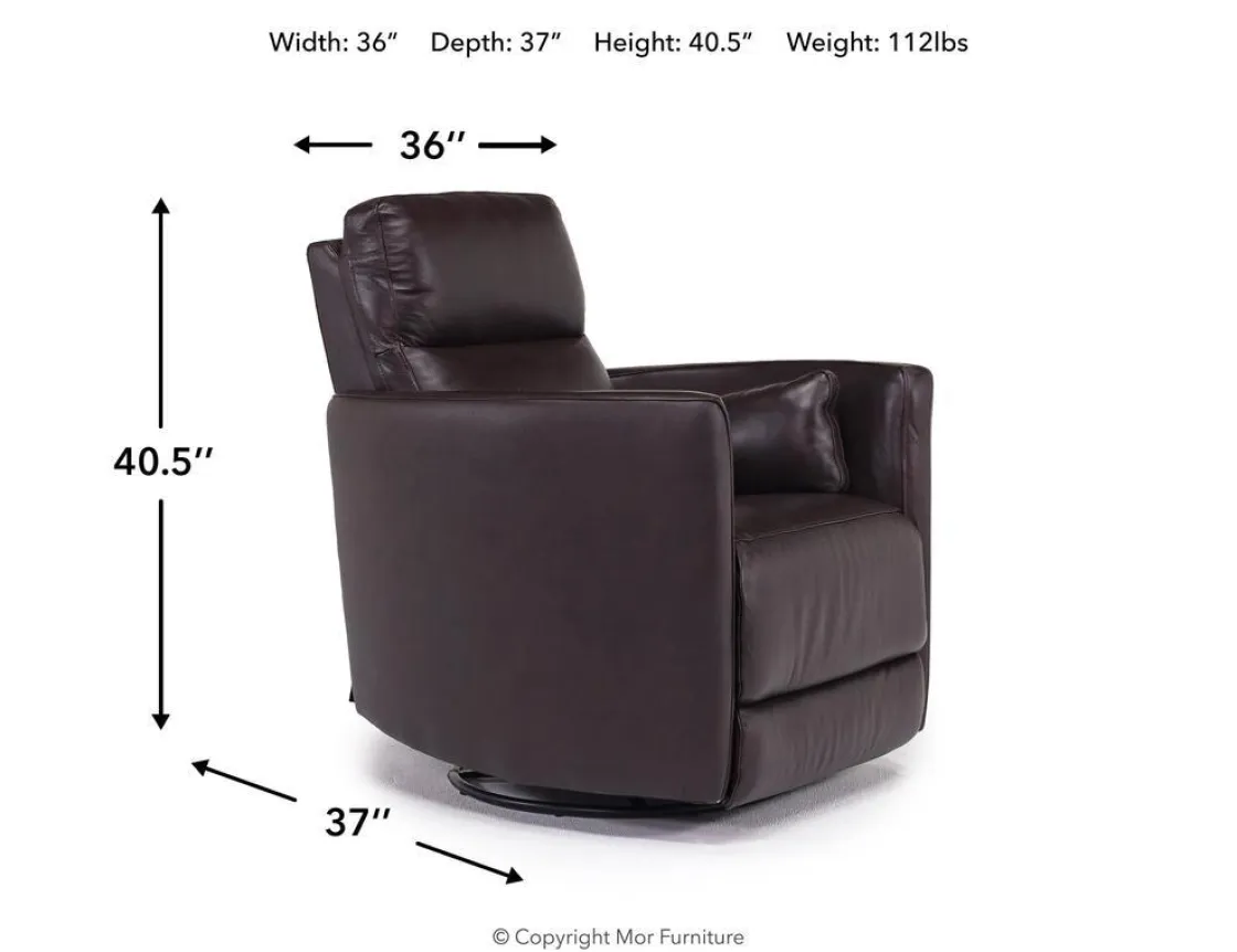 Mor Furniture Retreat Swivel Gliding Recliner In Brown Leather