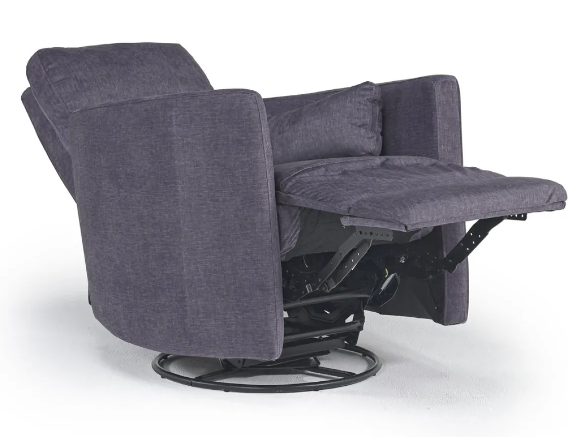 Mor Furniture Retreat Swivel Gliding Recliner In Brown Leather
