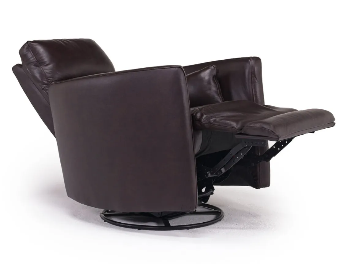 Mor Furniture Retreat Swivel Gliding Recliner In Brown Leather
