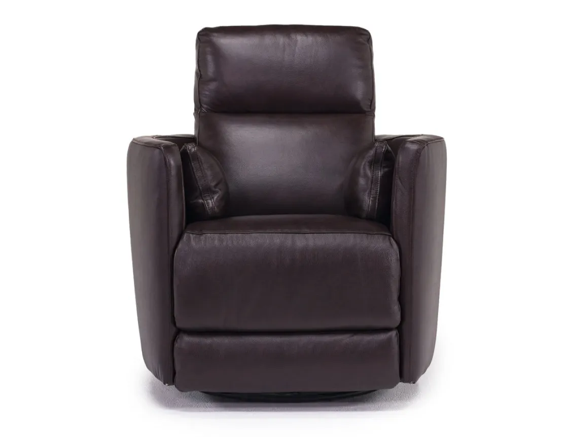 Mor Furniture Retreat Swivel Gliding Recliner In Brown Leather