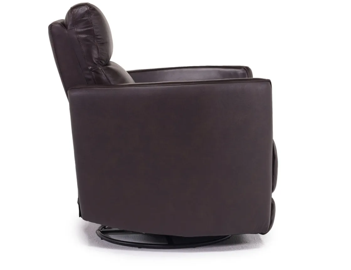 Mor Furniture Retreat Swivel Gliding Recliner In Brown Leather
