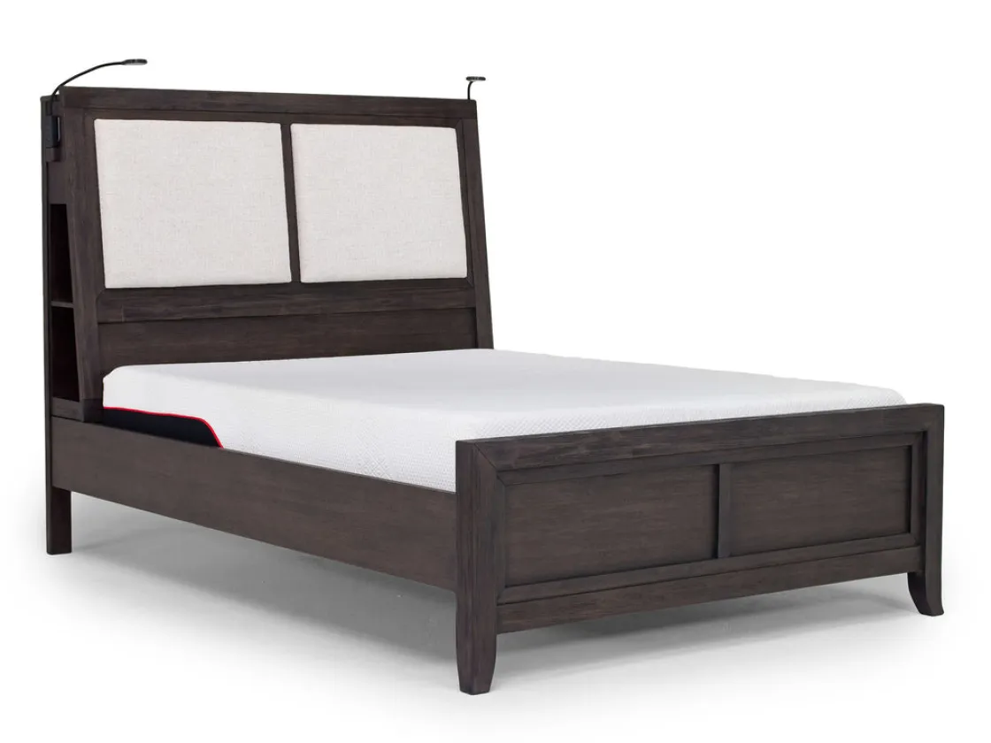 Mor Furniture Riley Bookcase Bed, Dresser, Mirror & Nightstand In Carbonite, Ca King