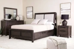 Mor Furniture Riley Bookcase Bed, Dresser, Mirror & Nightstand In Carbonite, Ca King