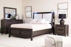 Mor Furniture Riley Bookcase Bed, Dresser, Mirror & Nightstand In Carbonite, Ca King