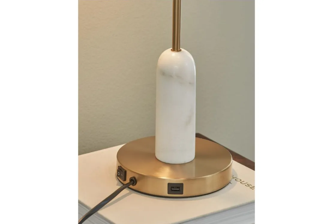 Mor Furniture Rowleigh Desk Lamp In Gold Finish/White