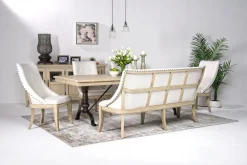 Mor Furniture Roxy Dining Bench In Vintage Taupe, Upholstered