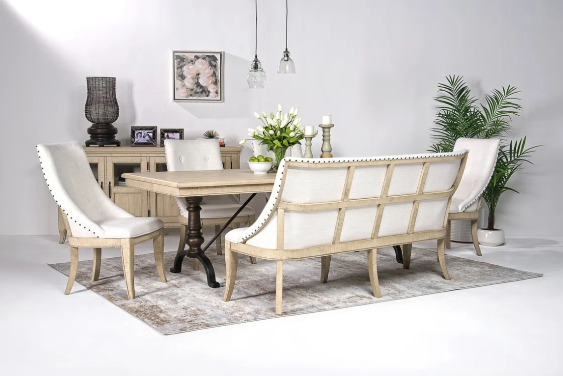 Mor Furniture Roxy Dining Bench In Vintage Taupe, Upholstered