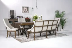 Mor Furniture Roxy Dining Bench In Vintage Taupe, Upholstered