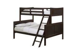 Kids Mor Furniture Sami Bunk Bed W/ Ladder In Espresso, Twin/ Twin