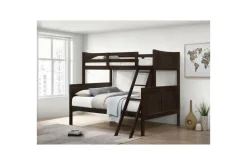Kids Mor Furniture Sami Bunk Bed W/ Ladder In Espresso, Twin/ Twin