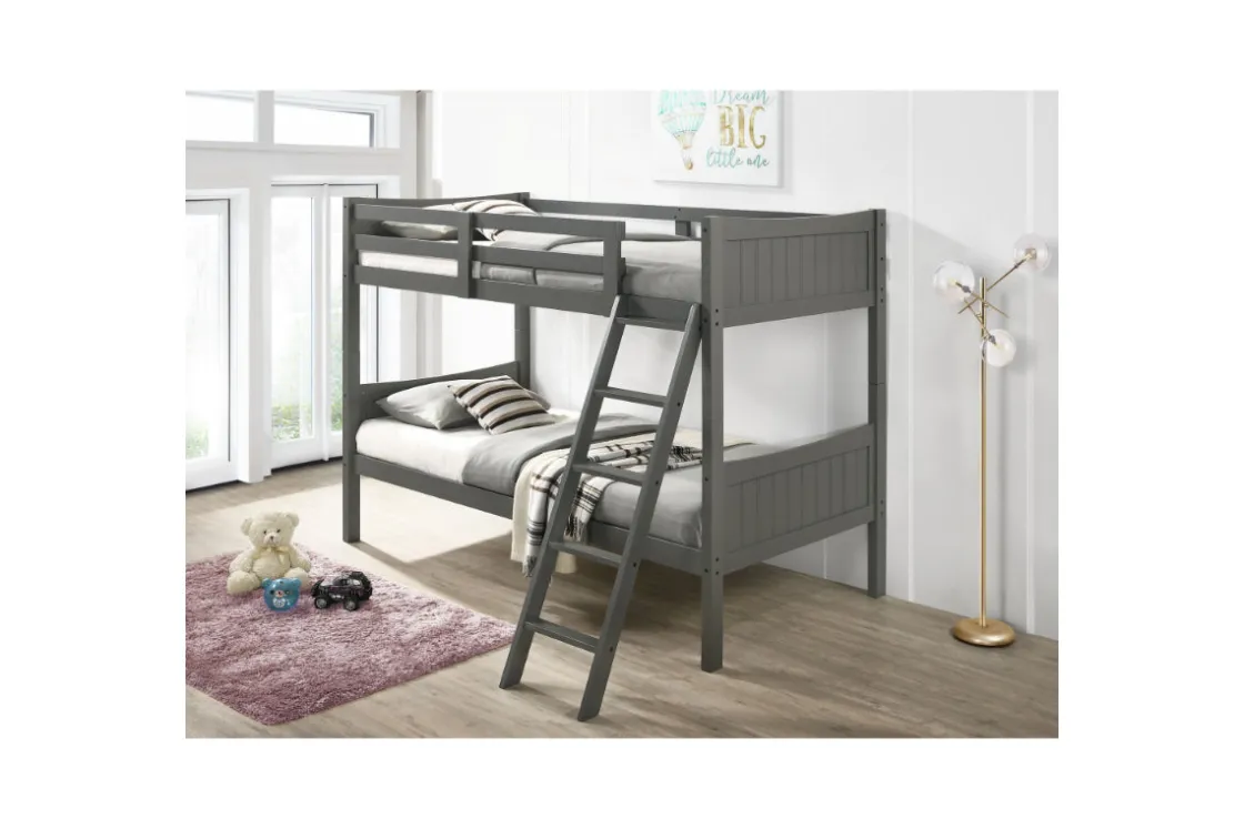Kids Mor Furniture Sami Bunk Bed W/ Ladder In Espresso, Twin/ Twin