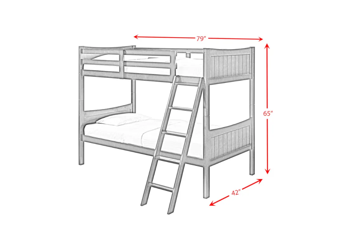 Kids Mor Furniture Sami Bunk Bed W/ Ladder In Espresso, Twin/ Twin