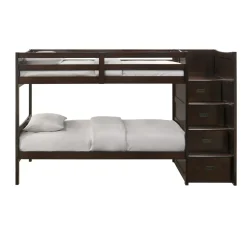 Kids Mor Furniture Sami Bunk Bed W/ Storage Steps In Espresso, Twin/Twin, Right Facing